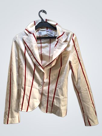 Vera Wang White and Red Striped Blazer