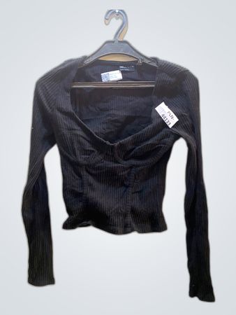 ASOS DESIGN Black Ribbed Long Sleeve Top