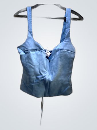 Blue Lace-up Corset Top