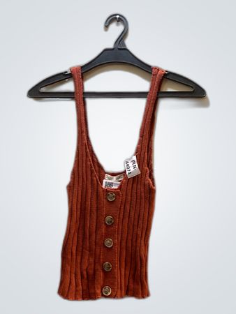 Orange Ribbed Tank Top