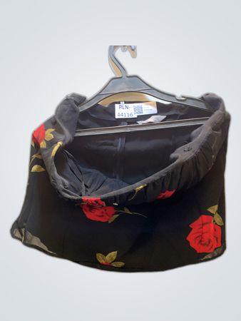 Black Rose Print Mini Skirt