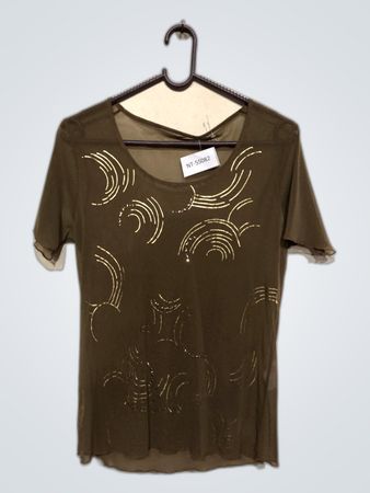 Brown Sheer Top with Gold Designs