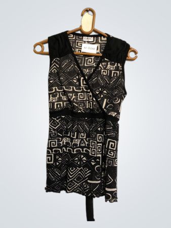 X-Mail Black and White Geometric Pattern Dress