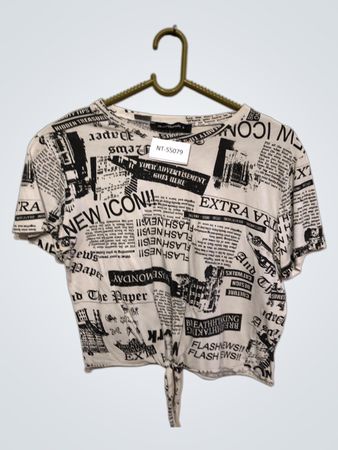 Chamakh Newspaper Print Crop Top