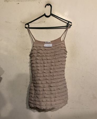plomod NT-55130 Tan Ruffled Dress