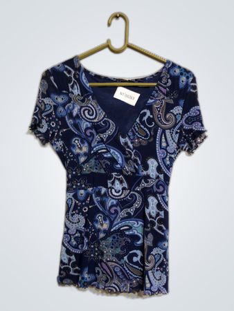 Blue Paisley Short Sleeve Top