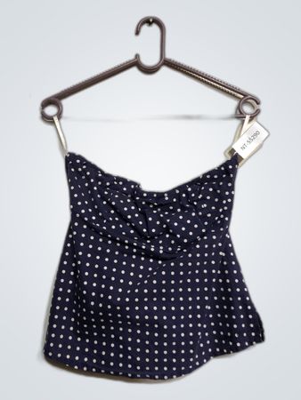 Navy Polka Dot Strapless Tube Top