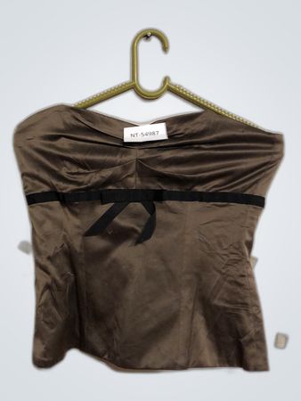 Brown Satin Strapless Bustier Top