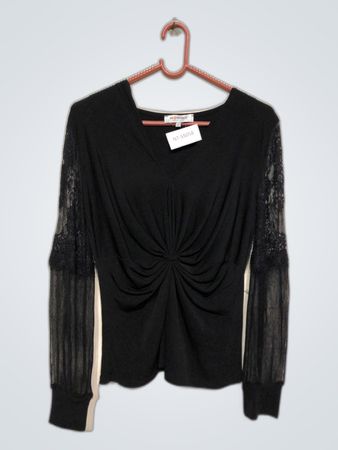 Morgan Black Long-Sleeve Top