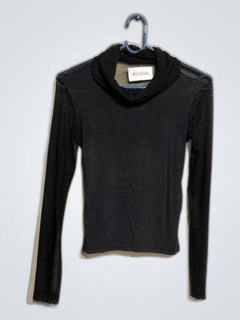 Unbranded Black Mesh Long-Sleeve Top