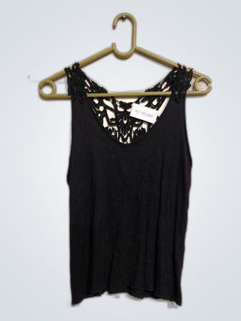 Black Lace Trim Tank Top