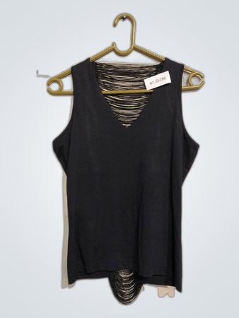 Black Sleeveless Top with Cutout Detail