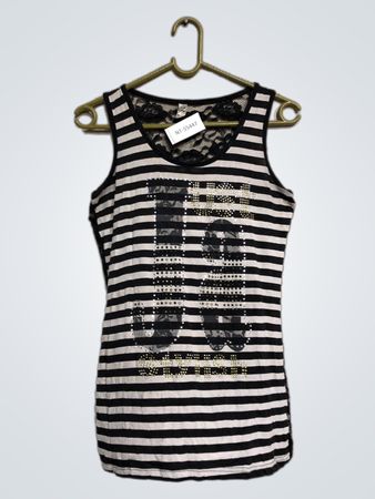 EMC Black and White Striped Tank Top