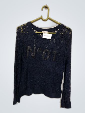 Down AF Navy Lace Long Sleeve Sweater