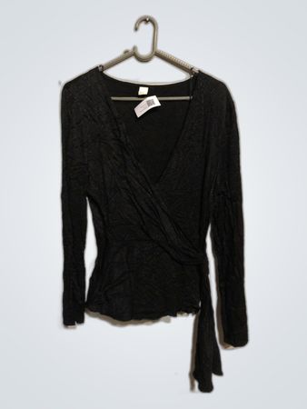 H&M Black Long Sleeve Wrap Top