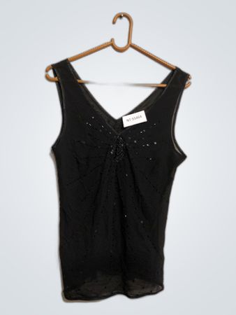 Black Sequined Tank Top