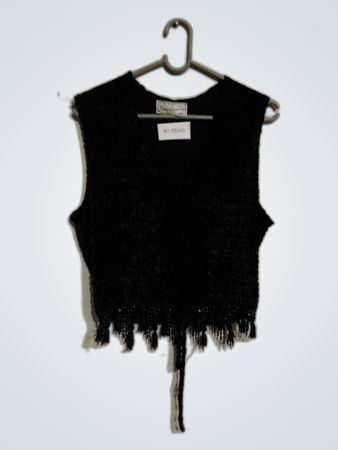 Smequanome Black Fringed Vest