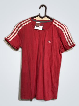 Adidas Red T-Shirt with White Stripes