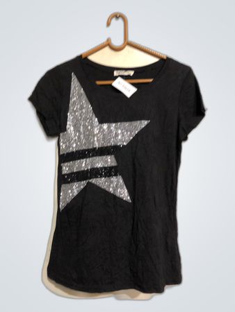 Black Sequin Star T-Shirt