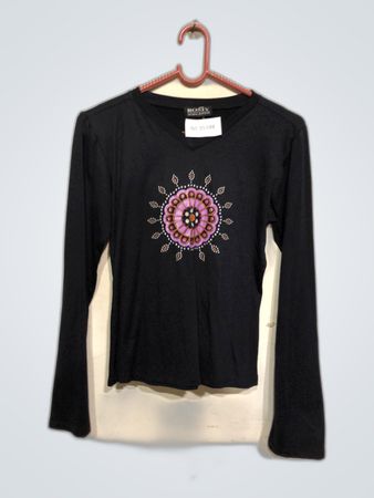 Romy Long Sleeve V-Neck Shirt with Mandala Design