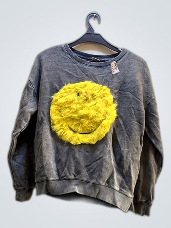 Faithfull the Brand Gray Sweatshirt with Smiley Face