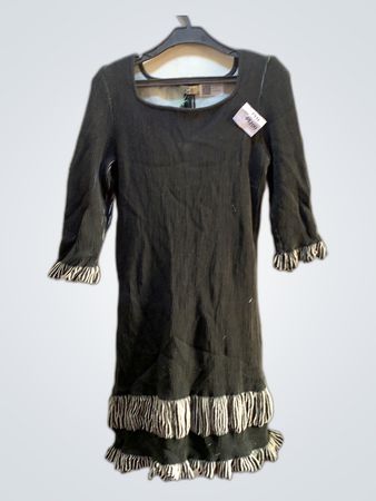 Colet Black Dress with White Fringe