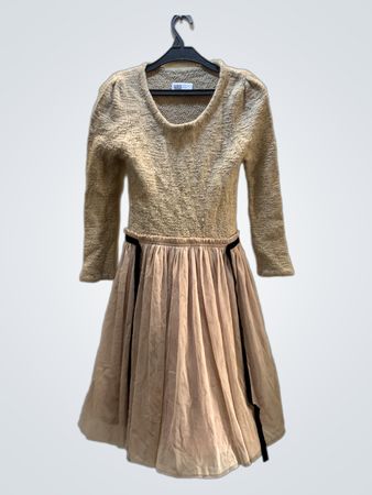 Tan Dress with Black Accents