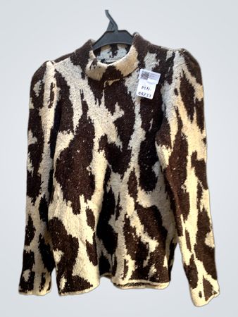 Brown and White Cow Print Sweater