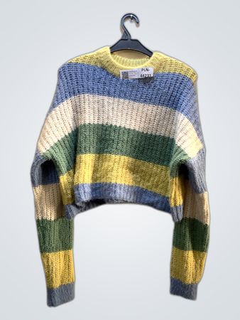 FaithVintage Striped Cropped Sweater