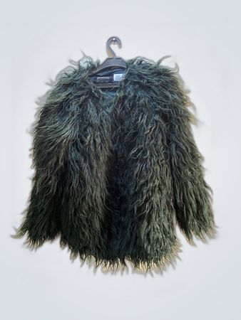 Stradivarius Green Furry Jacket