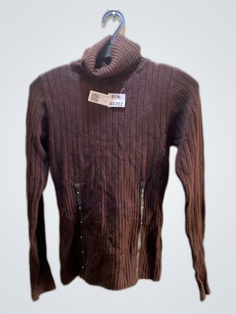Unbranded Brown Ribbed Turtleneck Sweater