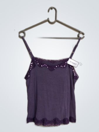 Purple Camisole with Lace Trim