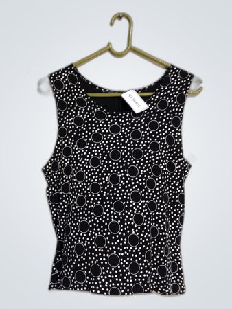 Black and White Polka Dot Sleeveless Top