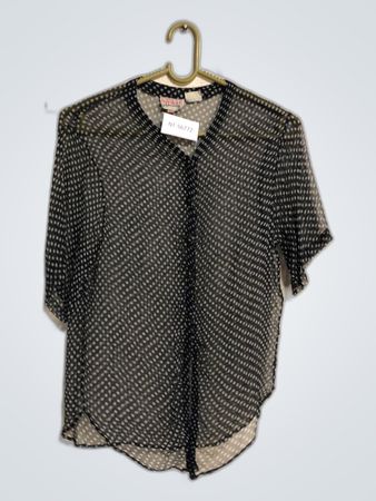 Ishwar Black Polka Dot Sheer Blouse