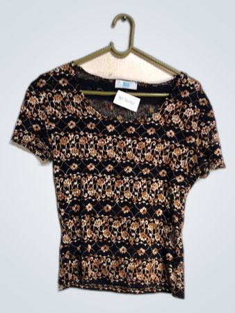 Pega Black Lace Short Sleeve Top