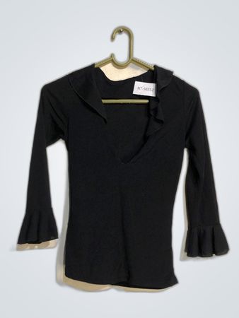 Black Ruffled Blouse