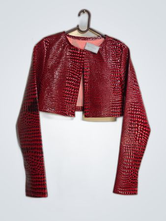 Red Cropped Sequined Jacket