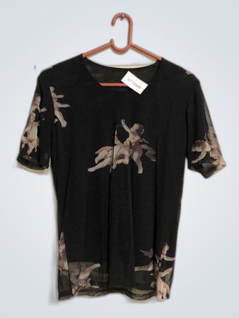 Unbranded Black Sheer Angel Print Blouse