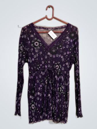Purple Floral Long-Sleeve Top