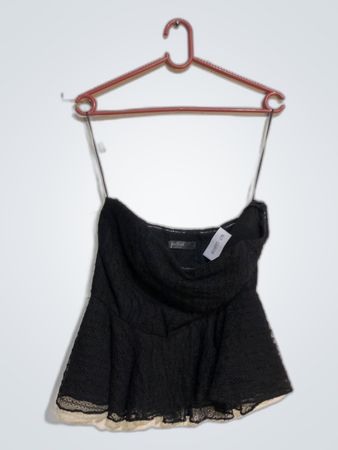 Fem9sol Black Lace Strapless Crop Top