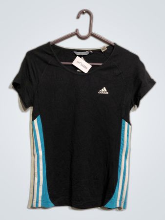Adidas Climalite Black T-Shirt with Blue Accents