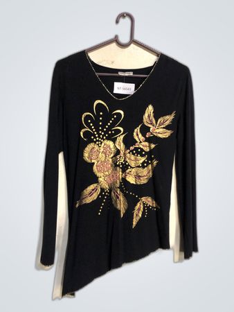 Crazy Girls Black Floral Long Sleeve Top