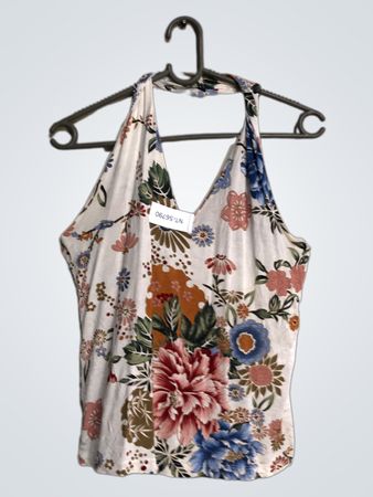 ANZORA Floral Halter Neck Top