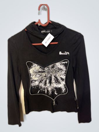 Bright Style Black Hooded Sweatshirt