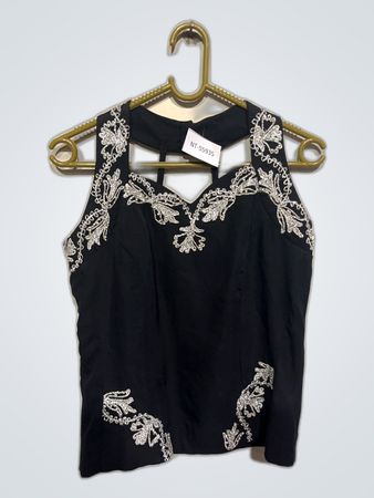 Black Dress with White Embellishments