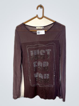 Pink Studio Just For You Rhinestone Long Sleeve Top