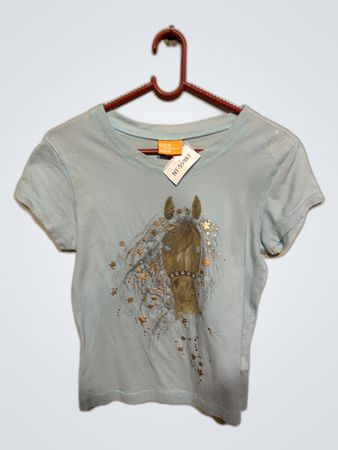 Light Blue Horse Graphic T-Shirt