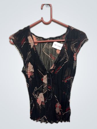 Black Floral Sheer Top