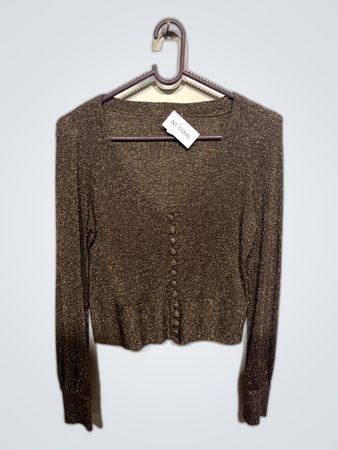 Brown Knit Long Sleeve Top