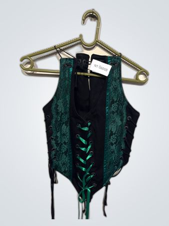 Green and Black Lace Vest